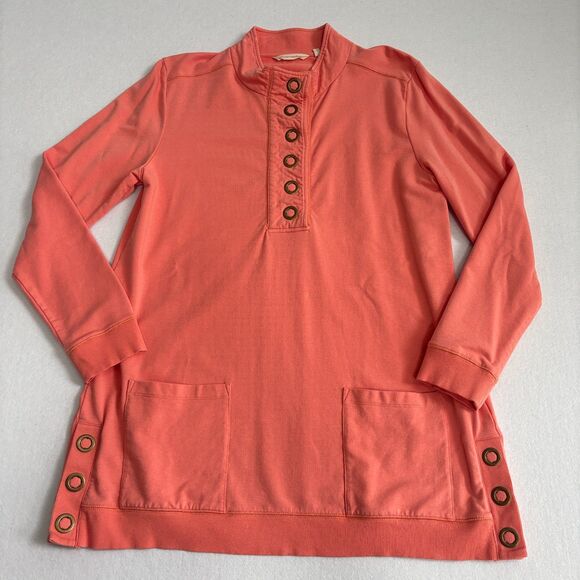 Soft Surroundings Lakshmi Pullover Tunic Women's M Peach Pink Cotton Blend Soft - Picture 2 of 8